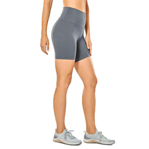 High Waist Seamless Yoga Shorts For Women Solid Color Spandex Nylon Fitness Workout Active Wear Short Length Elastic Waist - Product Image 1