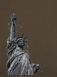 T-shirt à manches courtes marron pour homme avec impression numérique Statue de la Liberté, col rond décontracté, coupe classique, en jersey de coton - Product Image 6