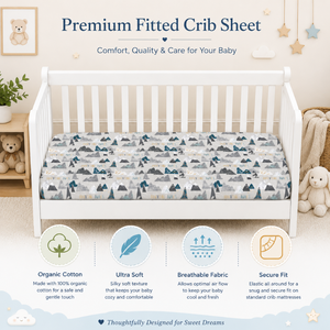 100% Organic Jersey Knitted Baby Cradle Fitted Crib Sheet | Plant/Animal Soft Breathable <b>Nursery</b> Bedding 200TC Custom Logo - Product Image 6