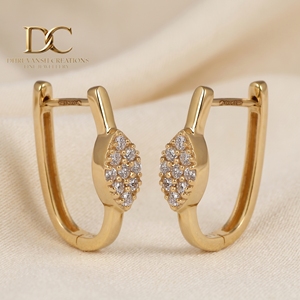 Exclusivos Pendientes de Aro Ovalados con Diamantes Cultivados en Laboratorio en Oro Amarillo Sólido de 14 Quilates, Certificados por IGI, Joyería Personalizada para Mujer - Product Image 2