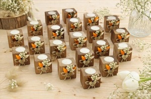 Wood <b>Tea</b> <b>Light</b> Holder Set Round Handmade Candle Holder for Home Decoration - Product Image 1