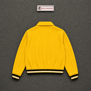 Blouson bomber jaune moderne, couleur unie, fermeture éclair, col rabattu, style décontracté, matière polyester, vêtement d'automne, style streetwear - Product Image 6