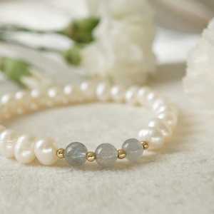 Natural Moonstone Sunstone Freshwater Pearl Bracelet Yoga Crystal Healing Balance Energy Inner Peace Jewelry Gift - Product Image 3