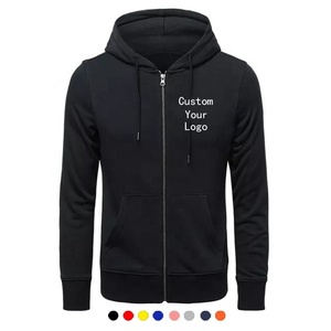 Wholesale plain high quality blank heavyweight fleece <b>full</b> <b>zip</b> <b>up</b> <b>hoodie</b> set custom logo men's hoodies & sweatshirts - Product Image 1