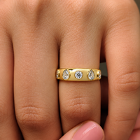 Luxuriöser 14K Gelbgold-Ring mit Lünettenfassung, breiter Kuppelform, 2,25 Karat TW gemischter Marquise-Schliff, im Labor gezüchteter Diamant, Eternity-Ring, Unisex, Trendy