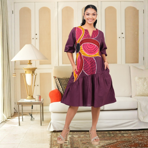 Elegant Sweet Natural <b>Batik</b> Floral Print Super Lawn A-Line Casual Short <b>Dress</b> for Women - Product Image 4