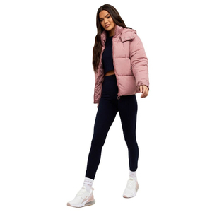 Chaqueta Acolchada con Capucha para Mujer, Color Naranja, Manga Larga, Cierre de Cremallera, Color Sólido, Ligera, para Invierno - Product Image 4