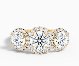 Three Stone Moissanite Claw Setting Wedding Engagement Party <b>Ring</b> 925 Sterling Silver White Gold Plated Luxury Trilology <b>Dainty</b> - Product Image 4