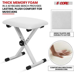 2-Inch Padded Keyboard Bench <b>Height</b> <b>Adjustable</b> 19\" Guitar Seat Portable Cushioned Piano <b>Stool</b> Musical Instrument Accessory - Product Image 2