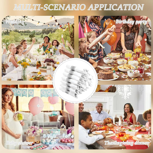 ชุดช้อนส้อมพลาสติกแบบใช้แล้วทิ้ง 100 ชุด ย่อยสลายได้ รีไซเคิลได้ พร้อมผ้าเช็ดปาก ปลอดสาร BPA เป็นมิตรกับสิ่งแวดล้อม แบบคลาสสิก - Product Image 5