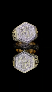 Hexagon Cocktail <b>Ring</b> <b>Men's</b> Lab Created Diamond Round Micro Pave IGI Certified Alloy Vintage Wedding Engagement Glam Style - Product Image 3