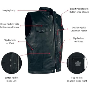 Vestes en cuir pour motards, en cuir de vache véritable, fabriquées au Pakistan, imperméables, élégantes, décontractées, en coton, respirantes, pour l'hiver - Product Image 5