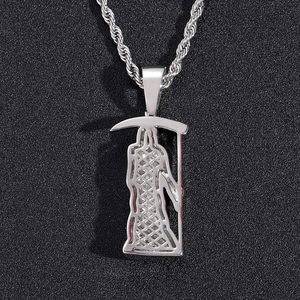 Iced Out Grim Reaper Pendant Moissanite Diamond 925 Silver Gold Finish Hip Hop Necklace - Product Image 4