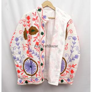 Chaqueta A2ZCraftBazar Hecha a Mano con Bordado Suzani, Cuello en V, Transpirable, de Secado Rápido, TNT, Ecológica, con Diseño Floral Vintage para Mujer - Product Image 5