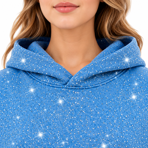 Women's Oversized Sparkle Print <b>Blue</b> Hoodie Custom Starry <b>Glitter</b> Pullover Sweatshirt Loose Fit Streetwear Hoodie - Product Image 5