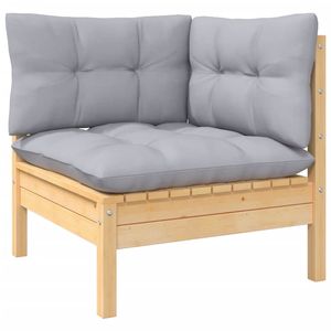 Ensemble de salon de jardin modulaire gris en pin massif 5 pièces, mobilier d'extérieur moderne modulaire - Product Image 4