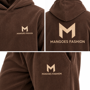 Conjunto Deportivo de Pana Marrón para Hombre, Sudadera con Capucha y Pantalones Jogger, Manga Larga, Color Sólido, Corte Regular, Informal, para Verano, 100% Algodón, Marca MANGOES FASHION - Product Image 5