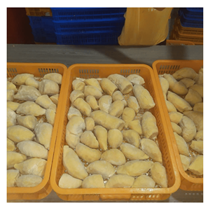 Durian congelado IQF producido con trozos frescos de pulpa de durian para mezclar en bebidas, recetas de repostería y postres de Vietnam. - Product Image 1