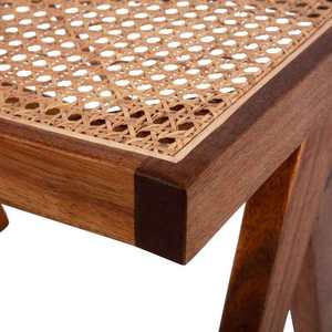 Taburete Moderno de Madera con Asiento de Ratán, Diseño de Mediados de Siglo, Mueble Estable para el Hogar, para Comedor, Jardín, Cocina Abierta - Product Image 3