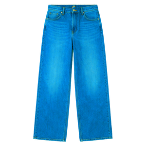 Jean en denim stretch délavé pour homme, coupe décontractée, taille mi-haute, jambe large, en mélange de coton durable, OEM ODM en gros - Product Image 4