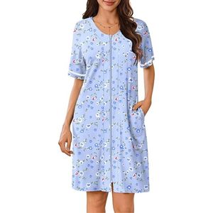 Batas de chifón transpirables para mujer con cremallera, manga corta, ligeras, con cremallera, para casa, informales, con bolsillos - Product Image 1