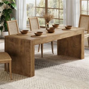 Grande Tavolo da Cucina in Legno Stile Fattoria per Sala da Pranzo, Design Elegante - Product Image 1