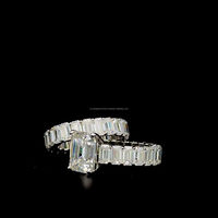 Bague de fiançailles de luxe taille émeraude Moissanite diamant 925 bague de mariage en argent ensemble pour les Couples