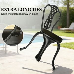 Set di 4 cuscini neri circolari per sedie da terrazza e da pranzo, solo cuscini da esterno - Product Image 3