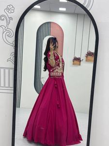 Lanzamiento Especial del Festival: Conjunto de Lehenga y Koti con Top Corto Completamente Cosido, Colección de Boda, Blusa Lehenga con Chaqueta Bordada - Product Image 4