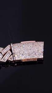Luxury Moissanite Cuban Link Bracelet Rose Gold Iced Out 925 Silver Hip Hop Statement Jewelry Gift for <b>Men</b> Women Shine - Product Image 3