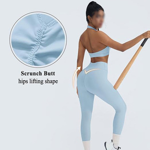Conjunto Deportivo Ecológico y Transpirable para Mujer, Bra Deportivo y Leggings de Cintura Alta, 2 Piezas, con Logotipo Frontal, para Gimnasio, Entrenamiento, Fitness y Actividades - Product Image 5