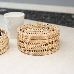 Elegante caja de joyería, cajas de almacenamiento de ratán de alta calidad, recipientes con tapa tejidos a mano, los más vendidos. - Product Image 4
