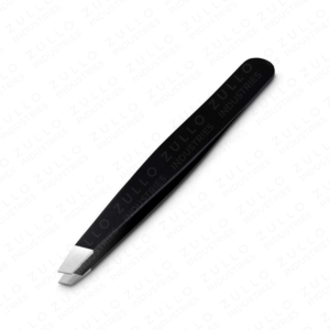Black Stainless Steel Slanted Eyebrow Tweezers Non Slip Grip Custom Logo Packaging Precision Hair Removal <b>Tool</b> - Product Image 2