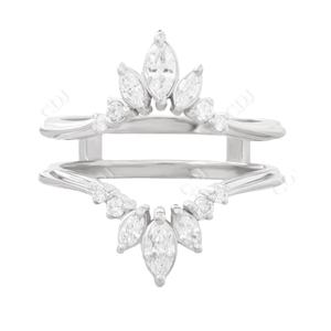 Anillos de boda de oro único de 14 quilates de moissanita Marquesa y redonda, elegante anillo de diamante certificado GRA para mujer, joyería de moissanita - Product Image 1