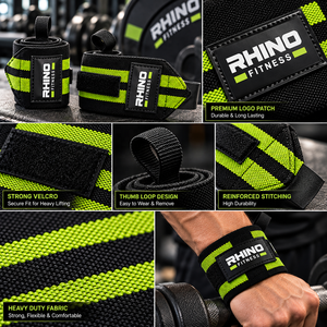 สายรัดข้อมือผ้าฝ้ายลายทาง RHINO FITNESS แบบตีนตุ๊กแก สำหรับมือซ้าย ใช้สำหรับยกน้ำหนักและออกกำลังกายในยิม - Product Image 5