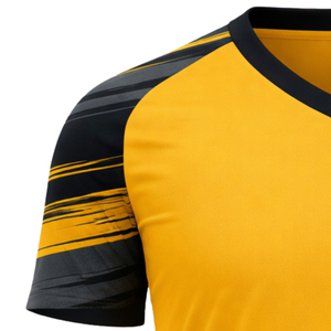 Camiseta de Fútbol Amarilla con Cuello en V para Hombre, Manga Corta, Impresión Sublimada, Secado Rápido, Ropa Deportiva de Poliéster, Corte Regular - Product Image 3