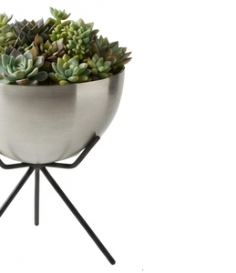Decorative Metal Planter Pot Silver Plated Planter Flower Pot with Iron <b>Stand</b> Wedding Decoration Living Room - Product Image 5