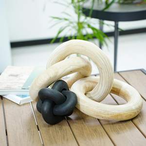 Cadena Decorativa de Madera Negra de 3 Eslabones Tallada a Mano, Modelo D0100H50NQX, para Estantería, Mesa de Centro, Decoración Elegante para Fiestas - Product Image 3