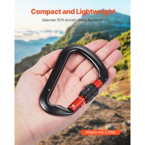 Set di 3 Moschettoni Professionali per Arrampicata ad Alta Resistenza 30 KN/6744 Lbs, Grandi Moschettoni a D per Escursionismo - Product Image 3