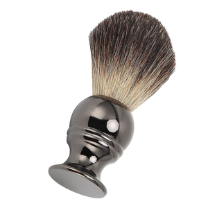 Cepillo de afeitar elegante con mango de madera negra y pelo sintético, cepillo de afeitar para hombres, herramienta de afeitado con pelo sintético y mango de metal negro - Product Image 2