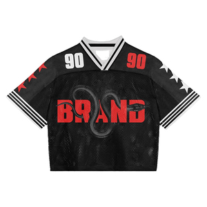 Black <b>Flame</b> Cropped Jersey Women Retro 72 Mesh Sports Crop Top Streetwear Graphic Athletic <b>Shirt</b> Wholesale - Product Image 2