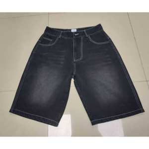 Pantalones Cortos Bermuda de Mezclilla para Hombre, Lavado Oscuro, Cintura Media, Cierre de Botones, Estilo Casual con Bolsillos, 100% Algodón Tejido - Product Image 4