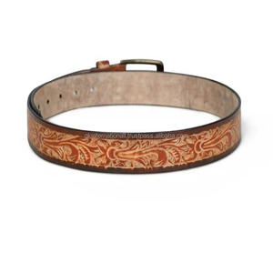 Venta directa de fábrica OEM ODM hebilla occidental con cuero marrón en relieve cinturón de herramientas occidental cinturón de cuero tallado a mano - Product Image 2