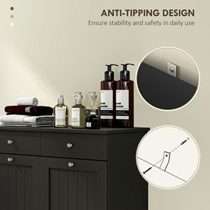 Moderno Mobile Portabiancheria Nero per Bagno e Cucina, Ecologico, con 2 Cestelli Ribaltabili e 2 Cassetti - Product Image 6
