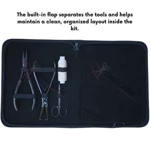 Premium Black Hair Extension Technician Toolkit with 7 Inch Flat Bead Crimper Removal Tool Mini Scissor and Big Styling <b>Clips</b> - Product Image 5