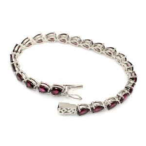 Bracelet chaîne classique en argent plaqué grenat taille poire pour bijoux de mariage pour femmes - Product Image 4