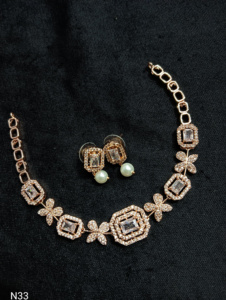 Ensemble de bijoux de mariée en diamant américain classique Collier et boucles d'oreilles en deux pièces pour mariage Style classique à la mode - Product Image 2