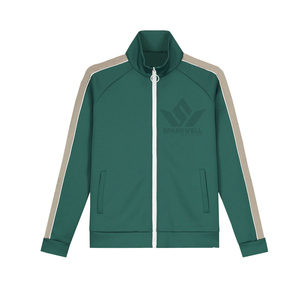 Men's Green Full Zip Tracksuit Set Solid Color Jacket and <b>Jogger</b> Pants with <b>White</b> Side Stripes Breathable Polyester - Product Image 6