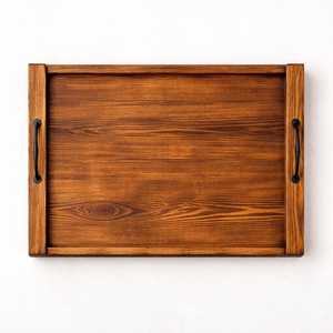 Planche à découper rustique en bois d'acacia, faite à la main, épaisseur 1,5 cm, rectangulaire, résistante à la chaleur, avec poignées, pour servir les aliments - Product Image 4
