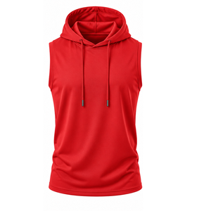 Sudadera sin mangas roja para hombre, sudadera sin mangas con cordón, sudadera sin mangas personalizada, sudadera sin mangas con logo, sudadera sin mangas. - Product Image 6